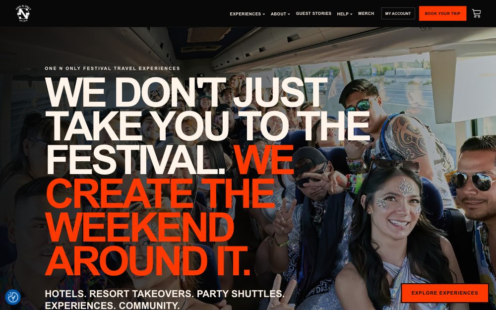 One N Only festival travel homepage